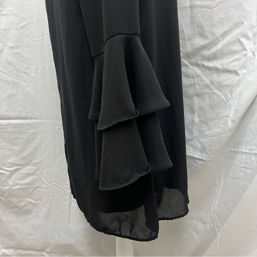 Altar’d State black v-neck dress with long bell sleeves. - Picture 6 of 9